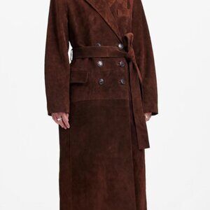 Alexa Chung for Madewell Double-Breasted Blazer Overcoat in Suede